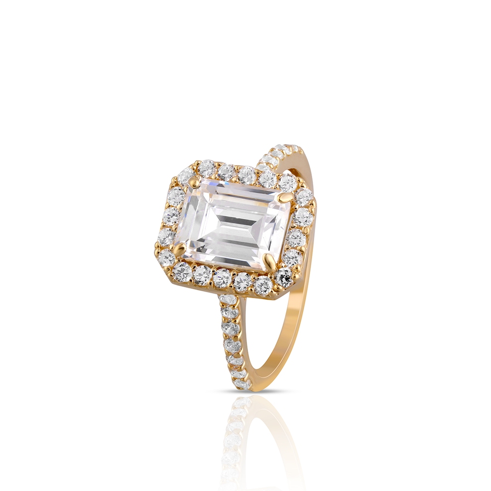 Pierścionek złoty z cyrkoniami