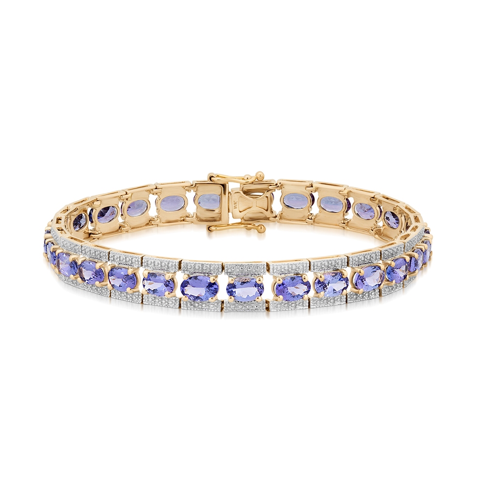 Bransoleta złota z tanzanitami