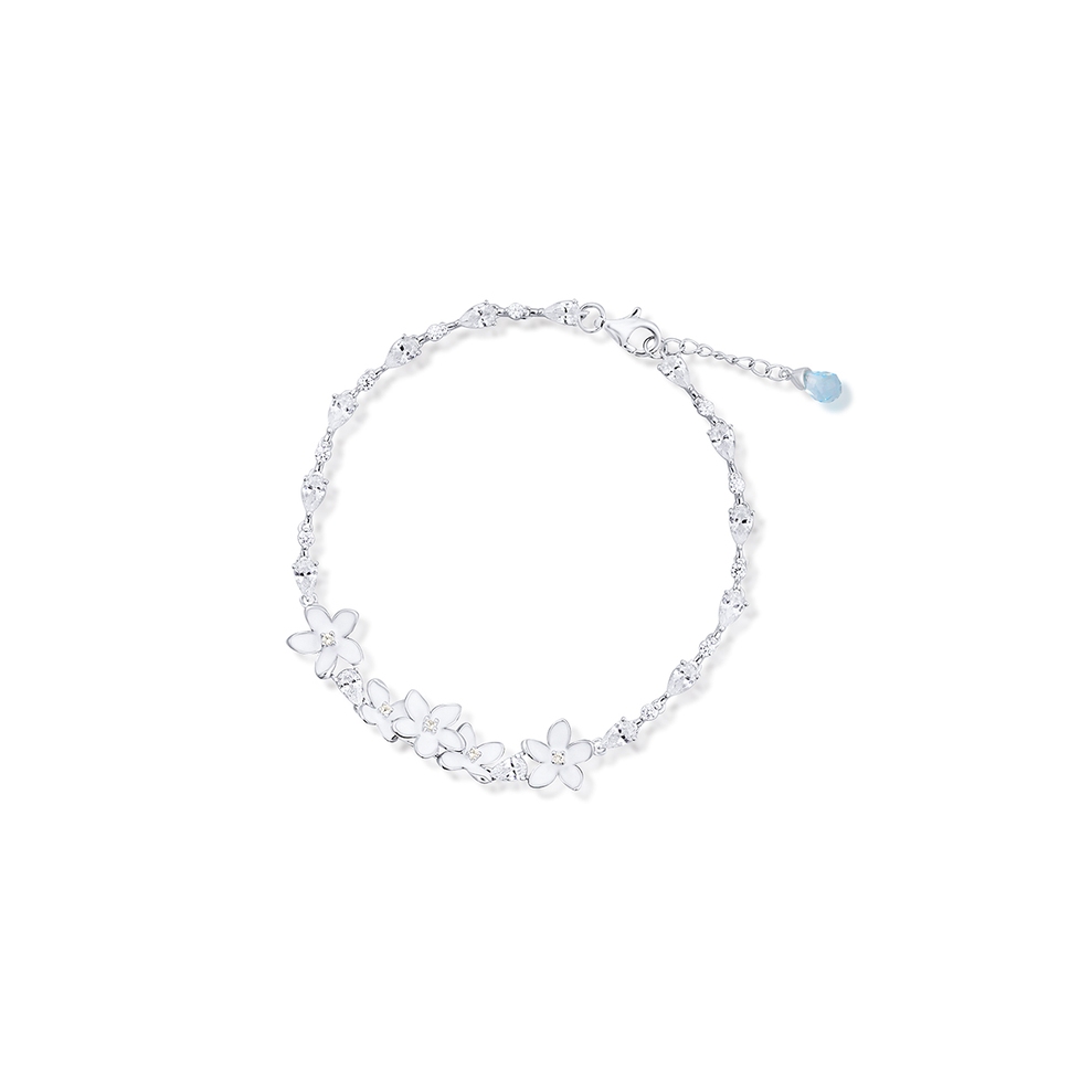 Bransoleta srebrna Kwiaty Nocy Biały Bez
