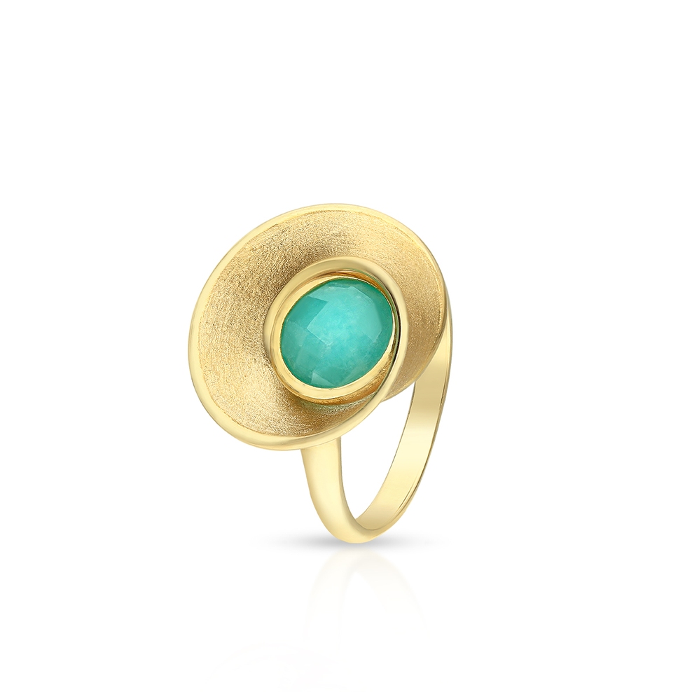 Pierścionek złoty z amazonitem