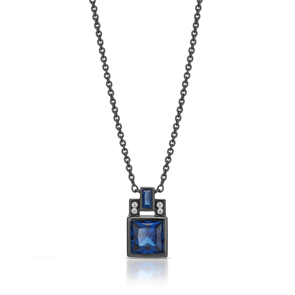 Naszyjnik srebrny z białymi i niebieskimi cyrkoniami METEORY