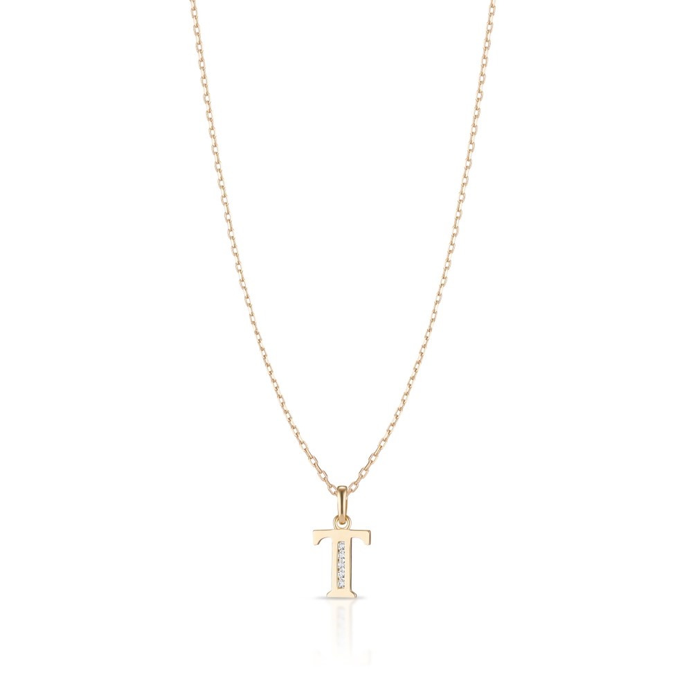 Wisiorek złoty literka T