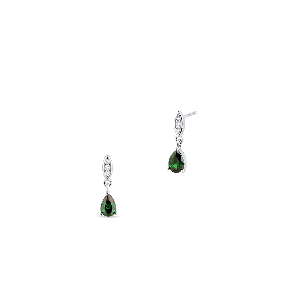 Kolczyki srebrne z zieloną cyrkonią
