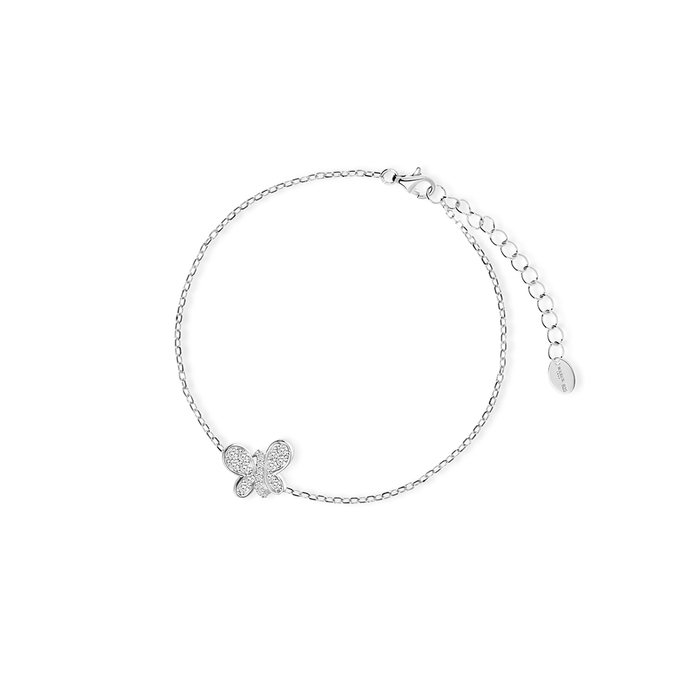 Bransoletka srebrna motyl z cyrkoniami
