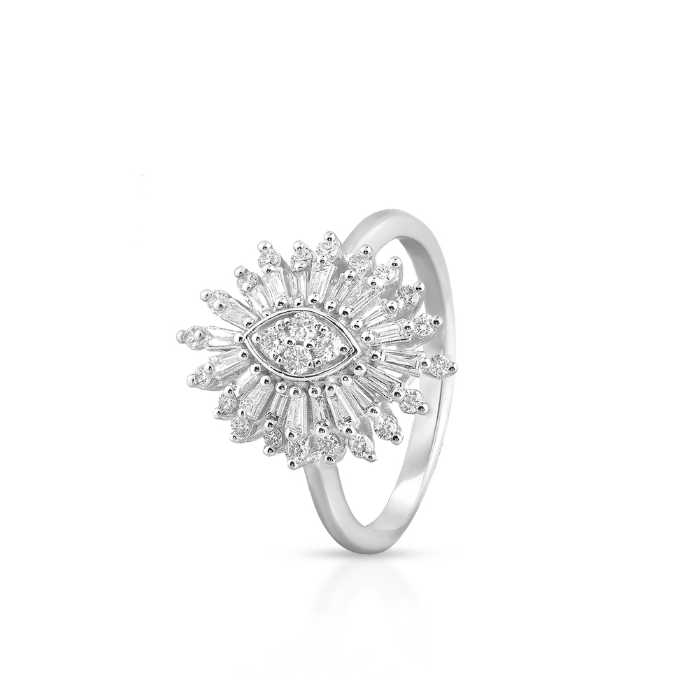 Pierścionek białe złoto z brylantami i diamentami