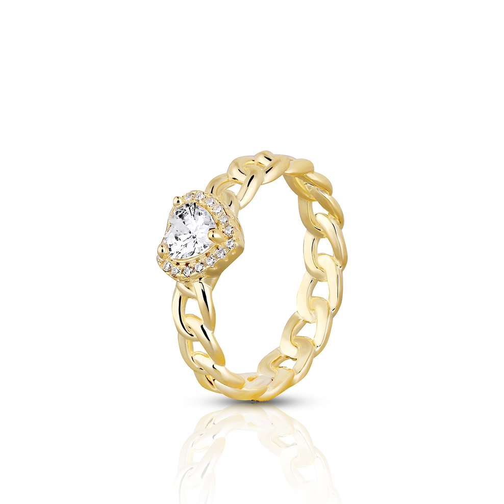 Pierścionek srebrny pozłacany z sercem