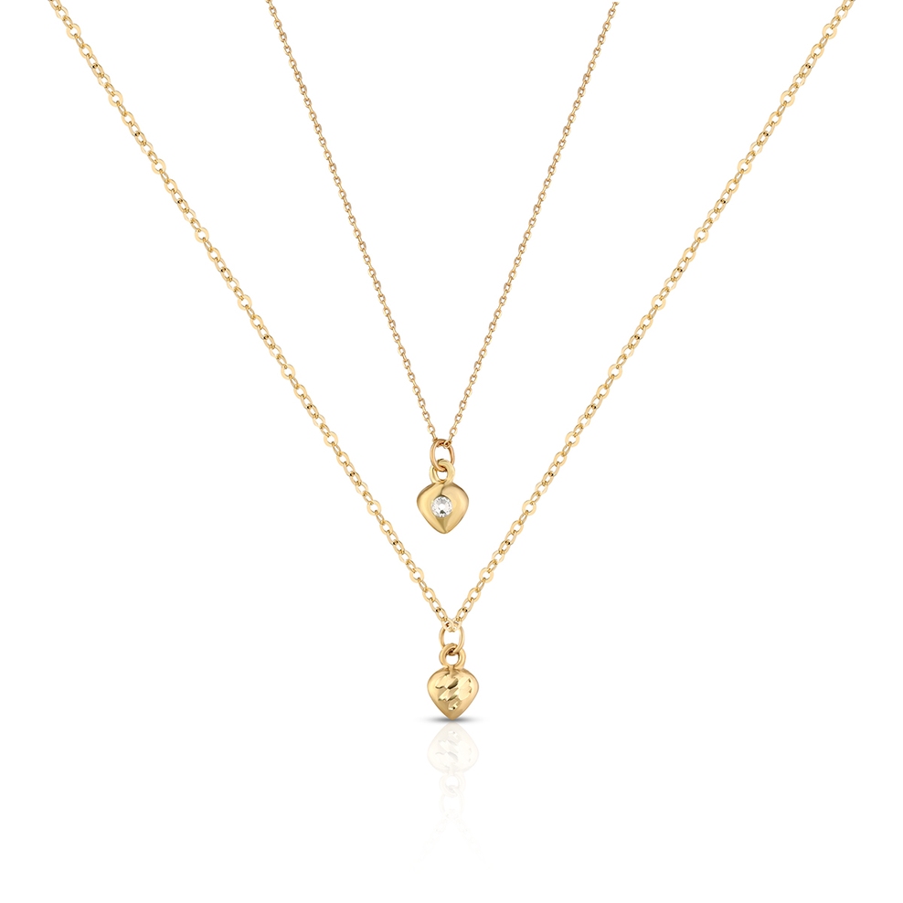 Naszyjnik złoty z sercem i cyrkonią