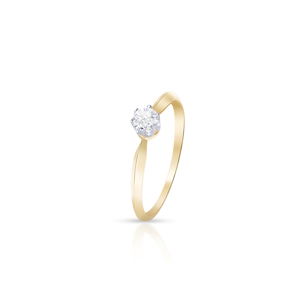 Pierścionek złoty bicolor z cyrkonią