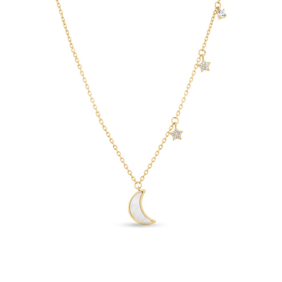 Naszyjnik srebrny pozłacany z masą perłową