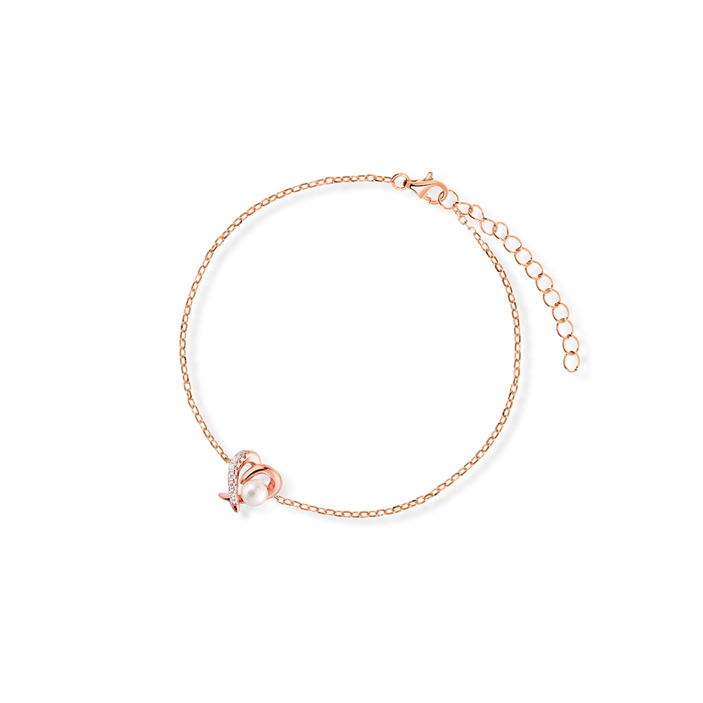 Bransoleta srebrna pozłacana z perłą