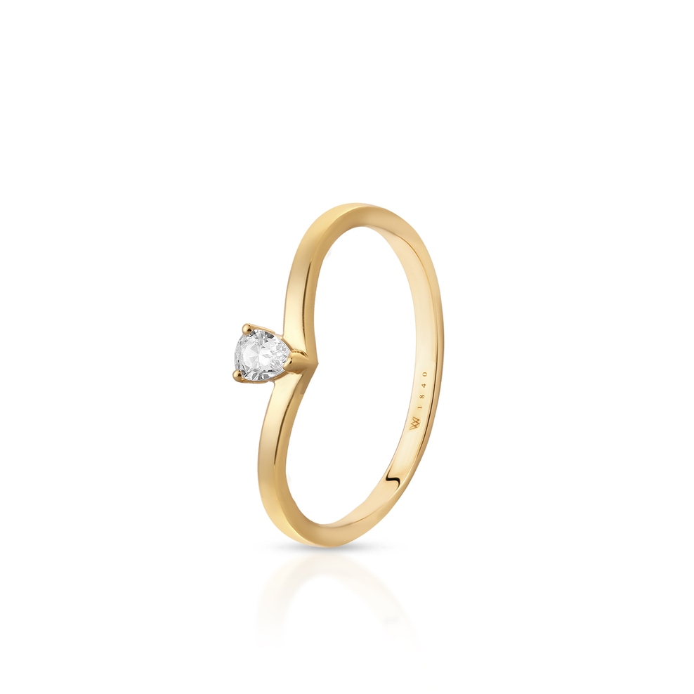 Pierścionek srebrny pozłacany z cyrkonią