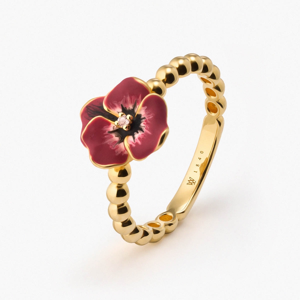 Pierścionek srebrny Kwiaty Nocy Bratki