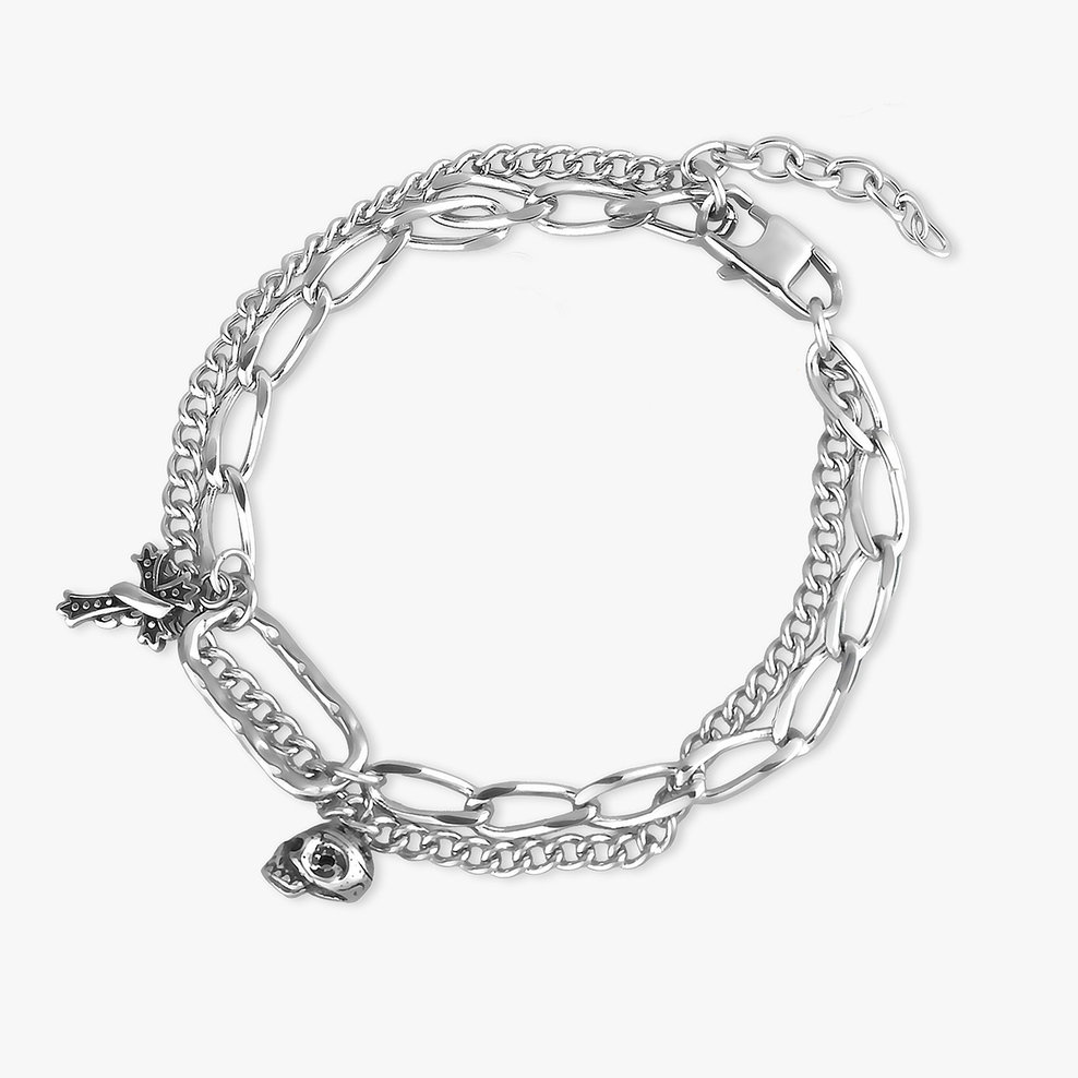 Bransoleta stalowa z motywem czaszki i krzyża