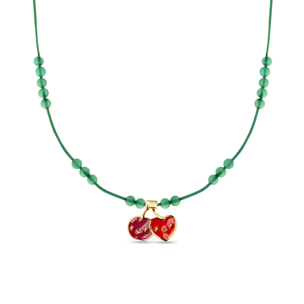 Naszyjnik sznurkowy z motywem wisienki