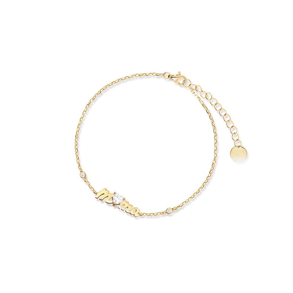 Bransoleta srebrna pozłacana Mama