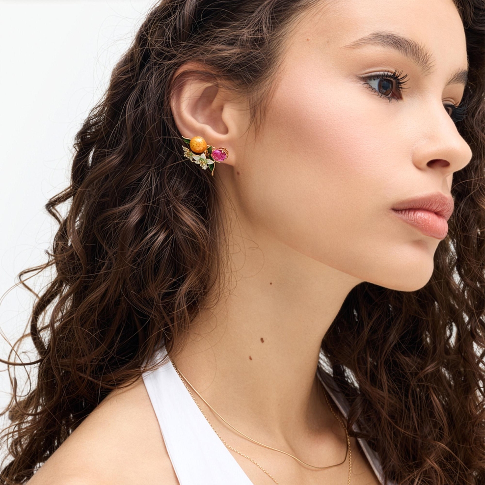 Nausznice srebrne Kwiaty Nocy Cytrusy