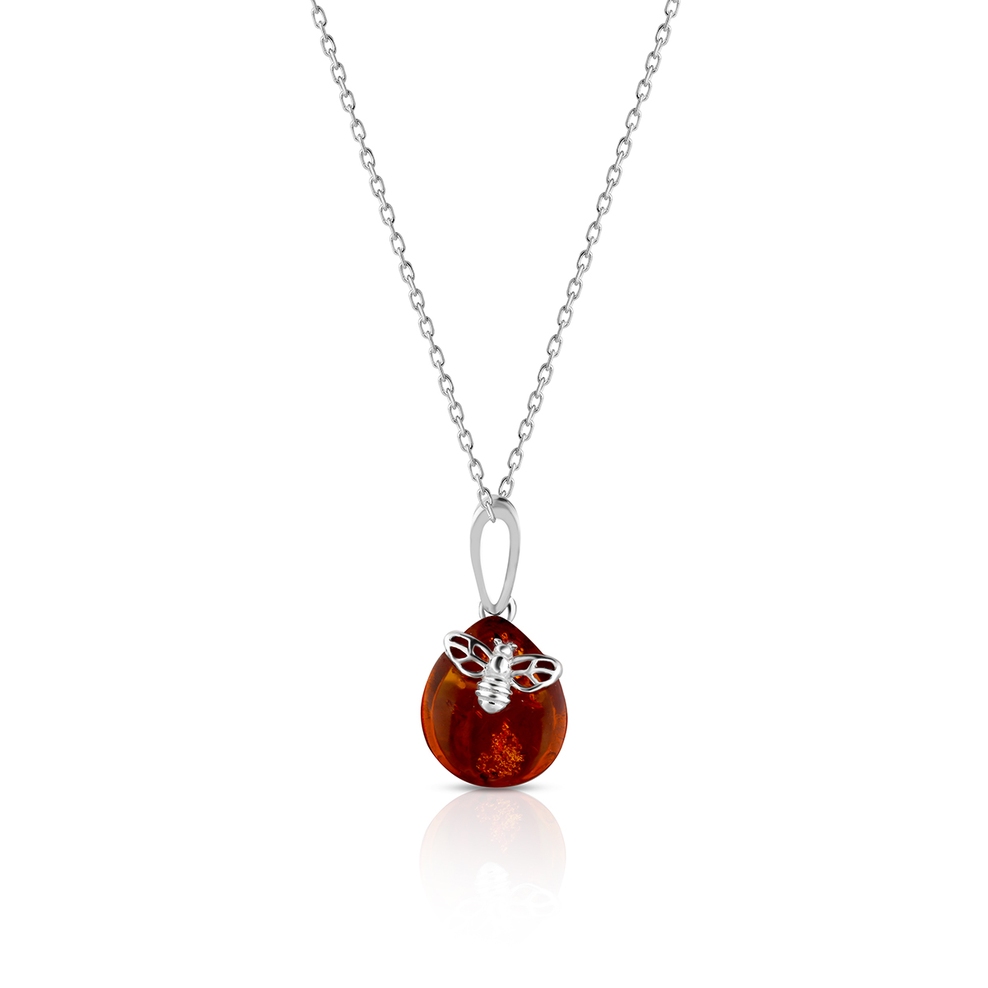 Wisiorek srebrny z bursztynem pszczoła