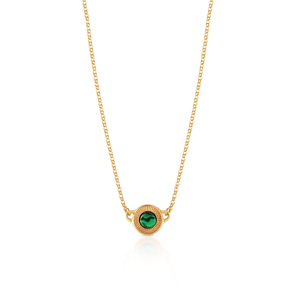 Naszyjnik srebrny pozłacany z malachitem