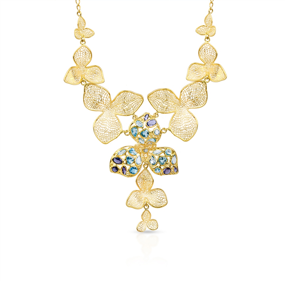 Naszyjnik złoty z motywem kwiatowym