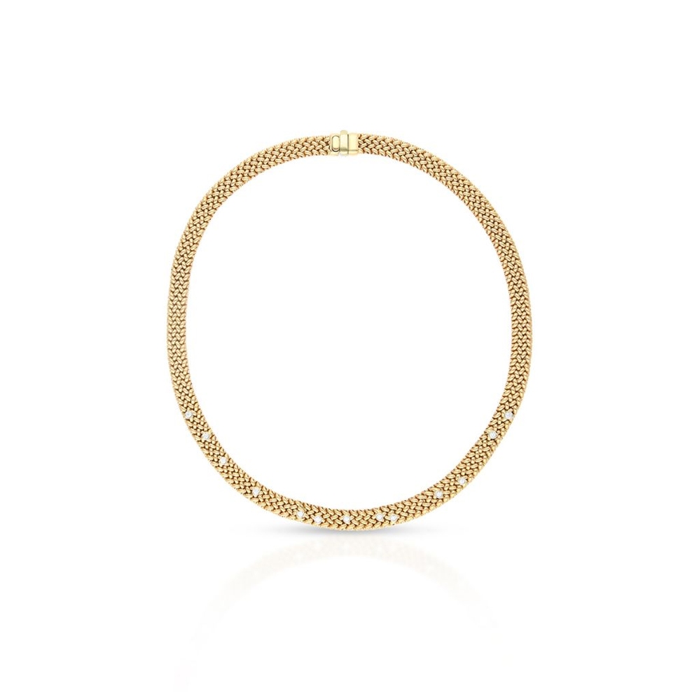 Naszyjnik złoty bicolor z brylantami