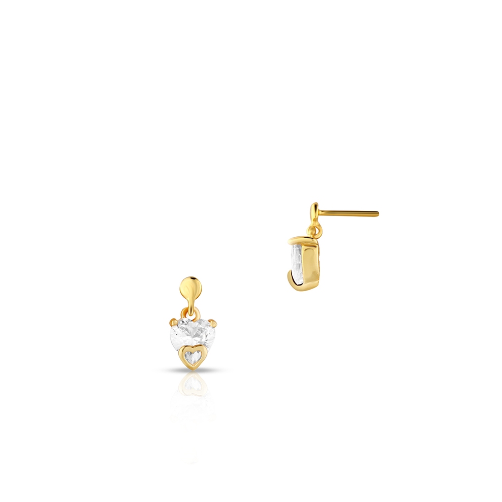 Kolczyki srebrne z cyrkonią w kształcie serca