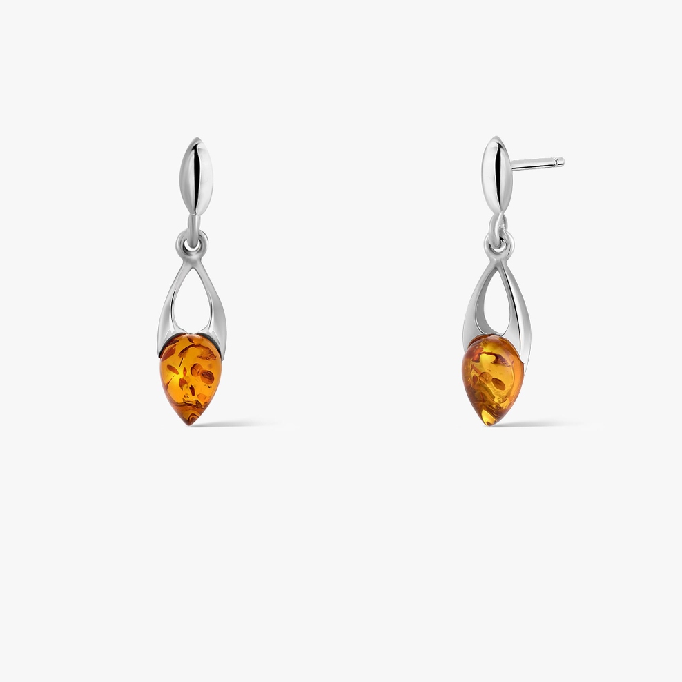 Kolczyki srebrne z bursztynem