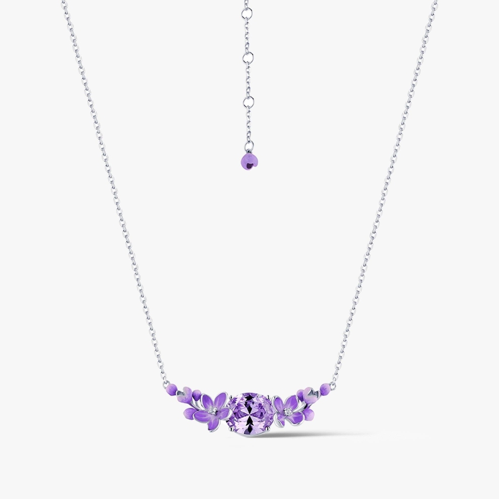 Naszyjnik srebrny Kwiaty Nocy Fioletowy Bez