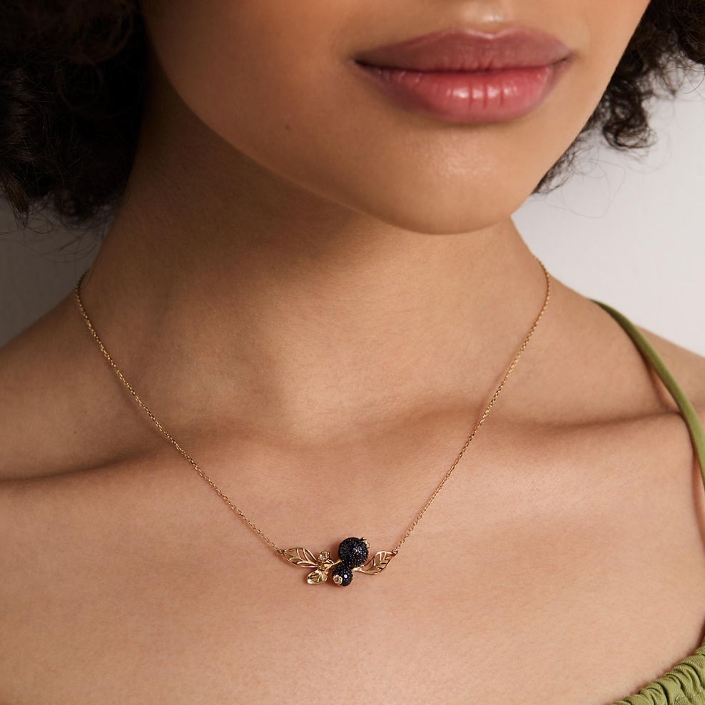 Naszyjnik złoty Kwiaty Nocy Borówka