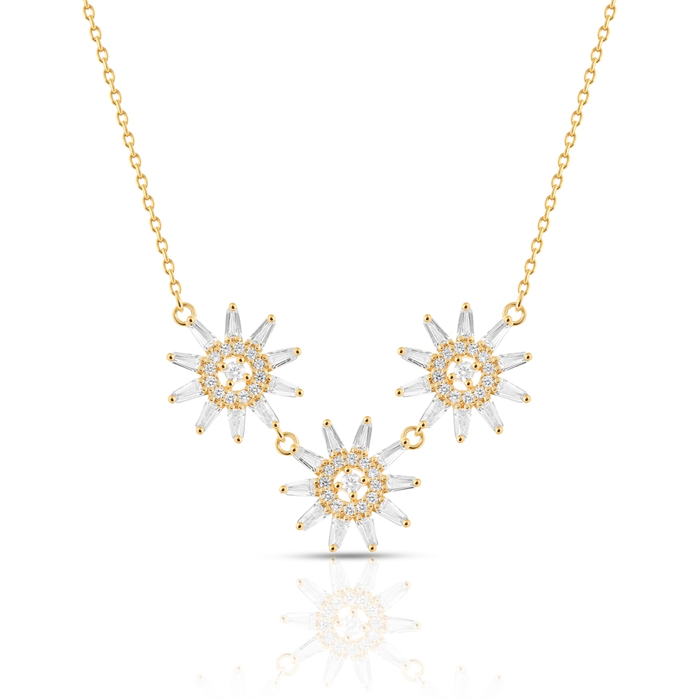 Naszyjnik srebrny pozłacany z cyrkoniami