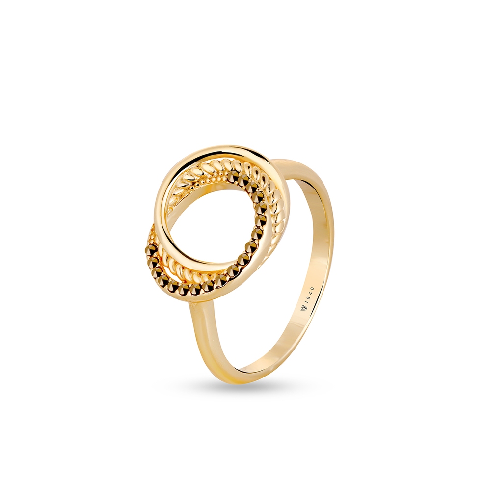 Pierścionek srebrny pozłacany z markasytami