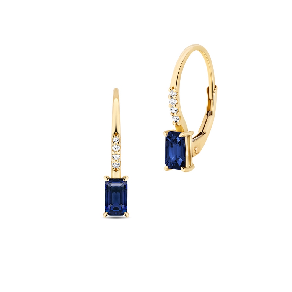 Kolczyki złote z szafirem Trio