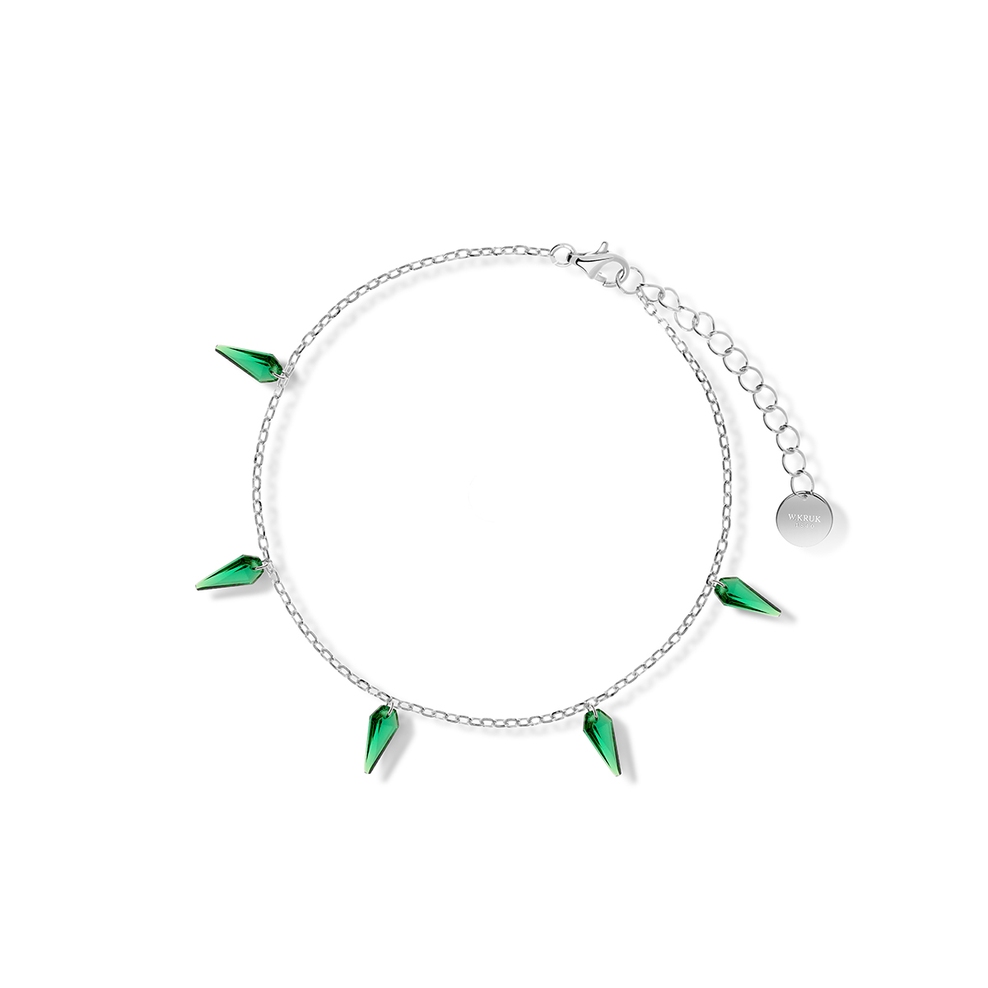 Bransoleta srebrna z zielonymi cyrkoniami