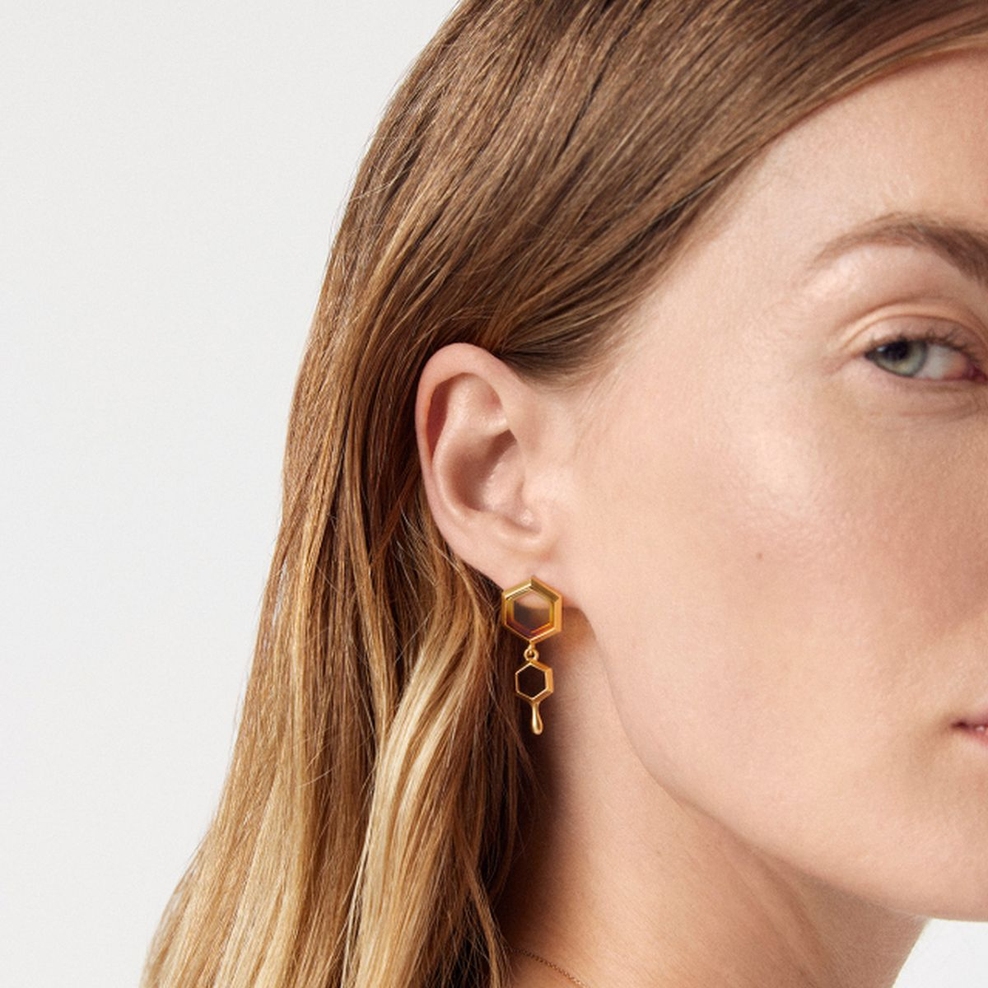 Kolczyki srebrne z bursztynem Miodowa