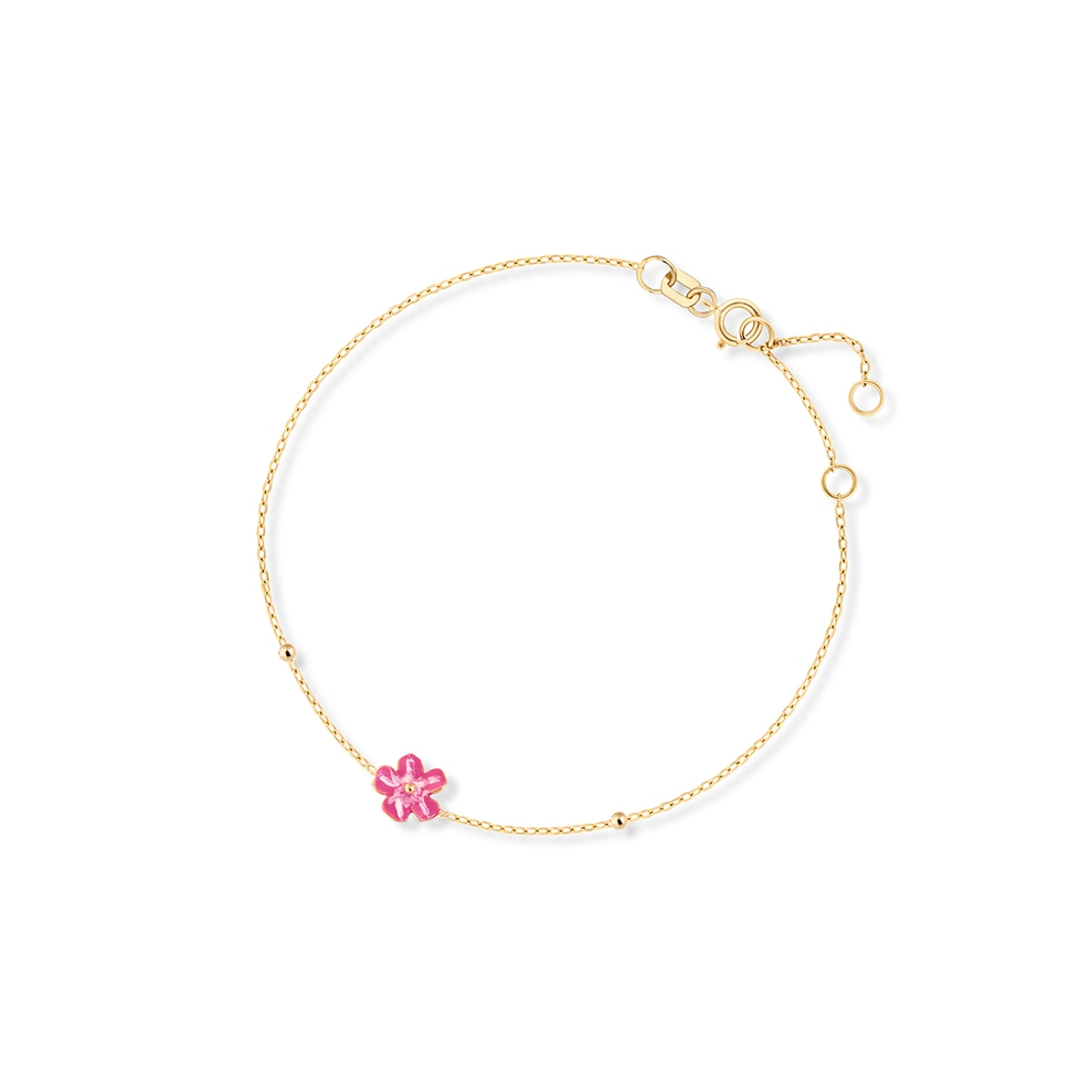 Bransoleta złota z różowym kwiatkiem
