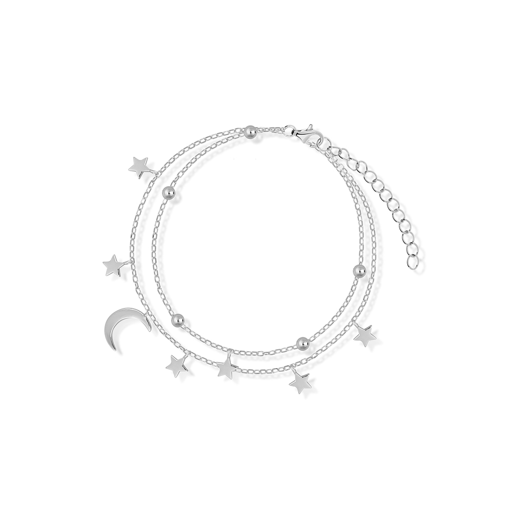 Bransoletka srebrna gwiazdki i księżyce