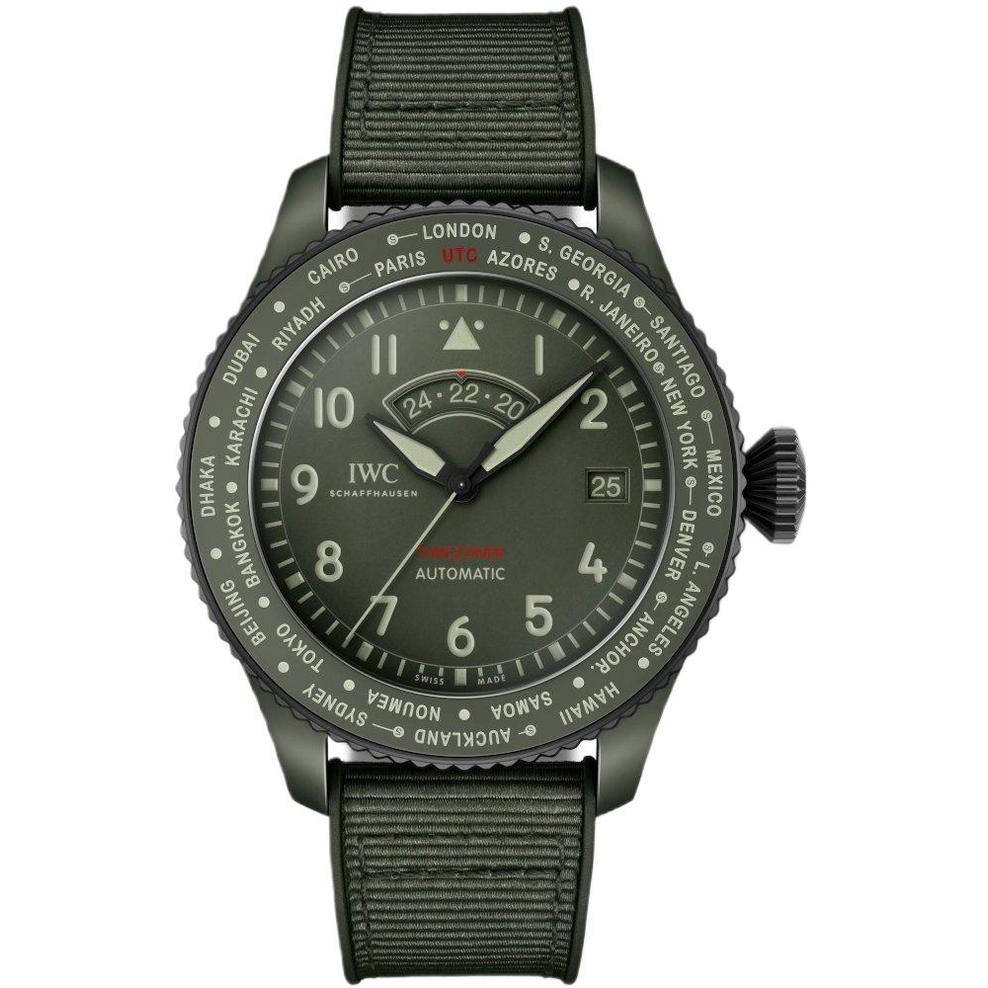 ZEGAREK IWC SCHAFFHAUSEN PILOT'S TIMEZONER TOP GUN WOODLAND