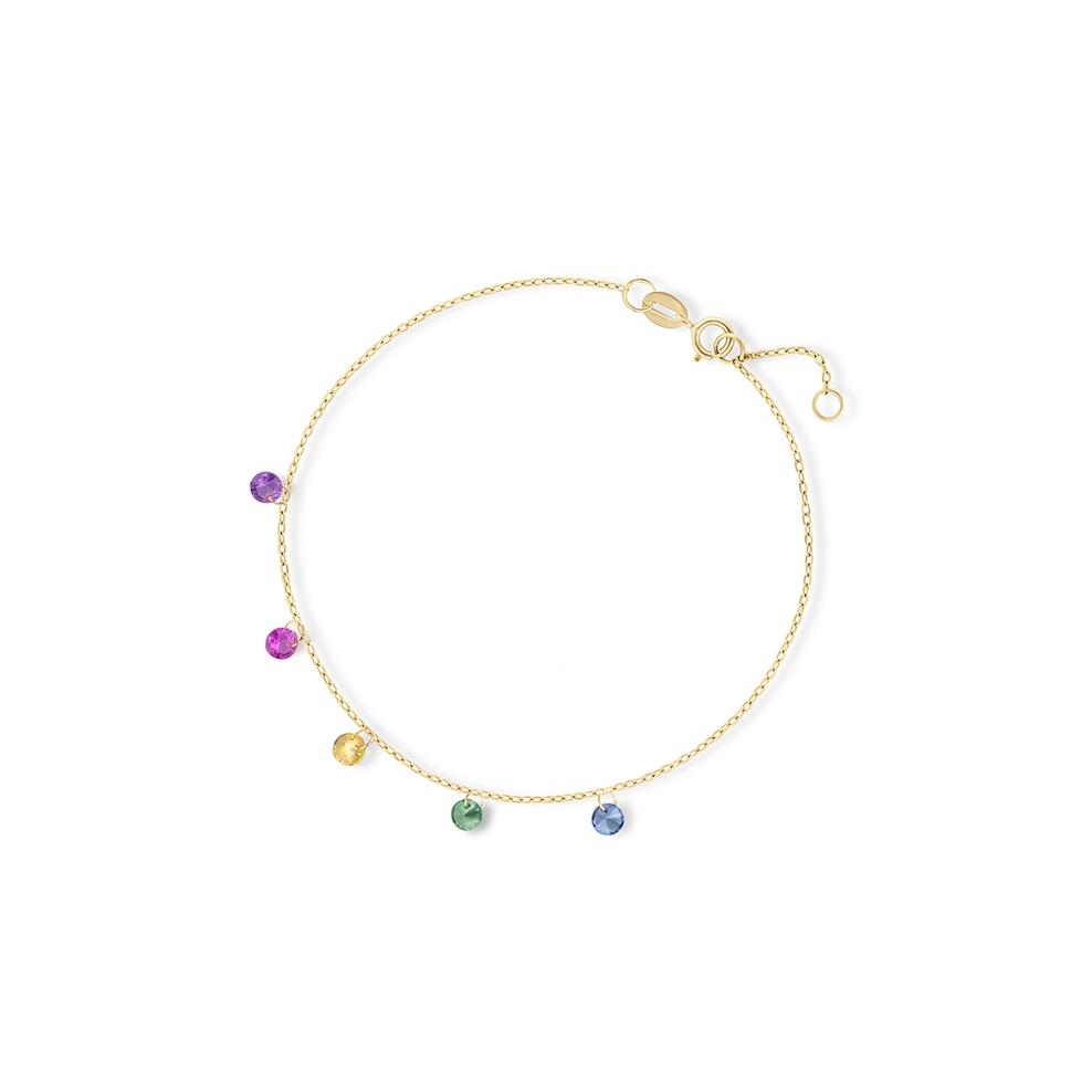 Bransoleta złota z kolorowymi cyrkoniami