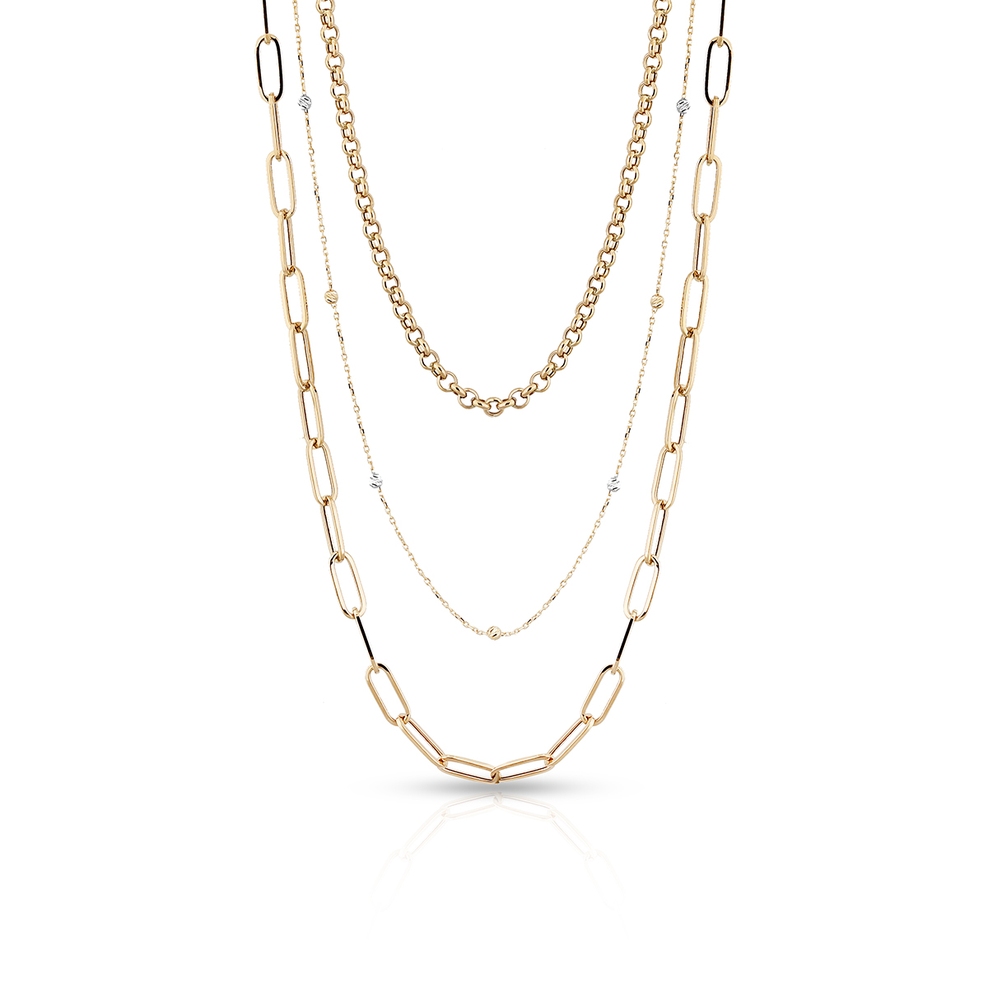 Naszyjnik złoty bicolor kaskadowy W.KRUK