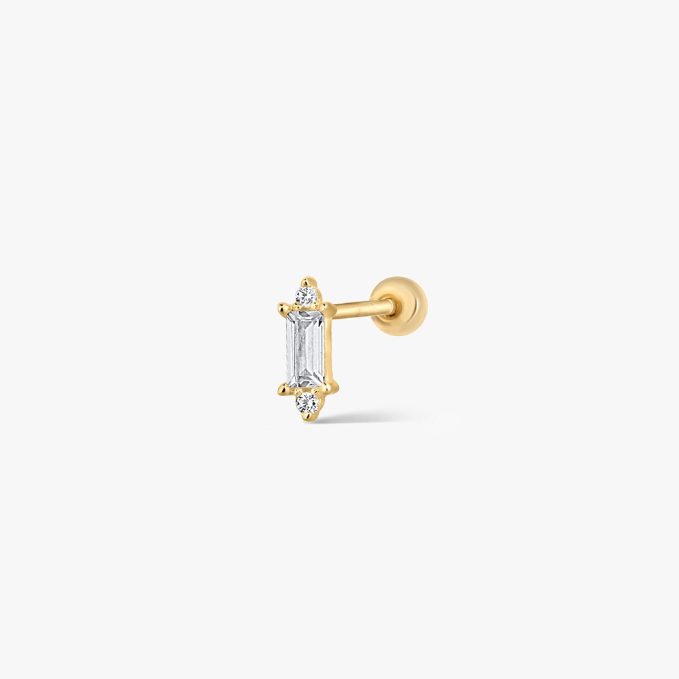 Kolczyk srebrny pozłacany z cyrkoniami