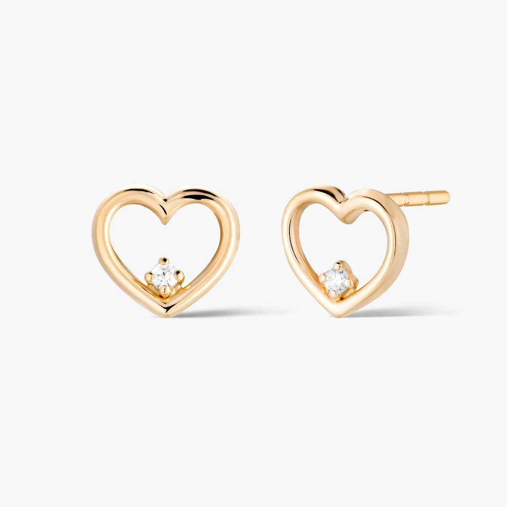 Kolczyki złote serca z cyrkonią