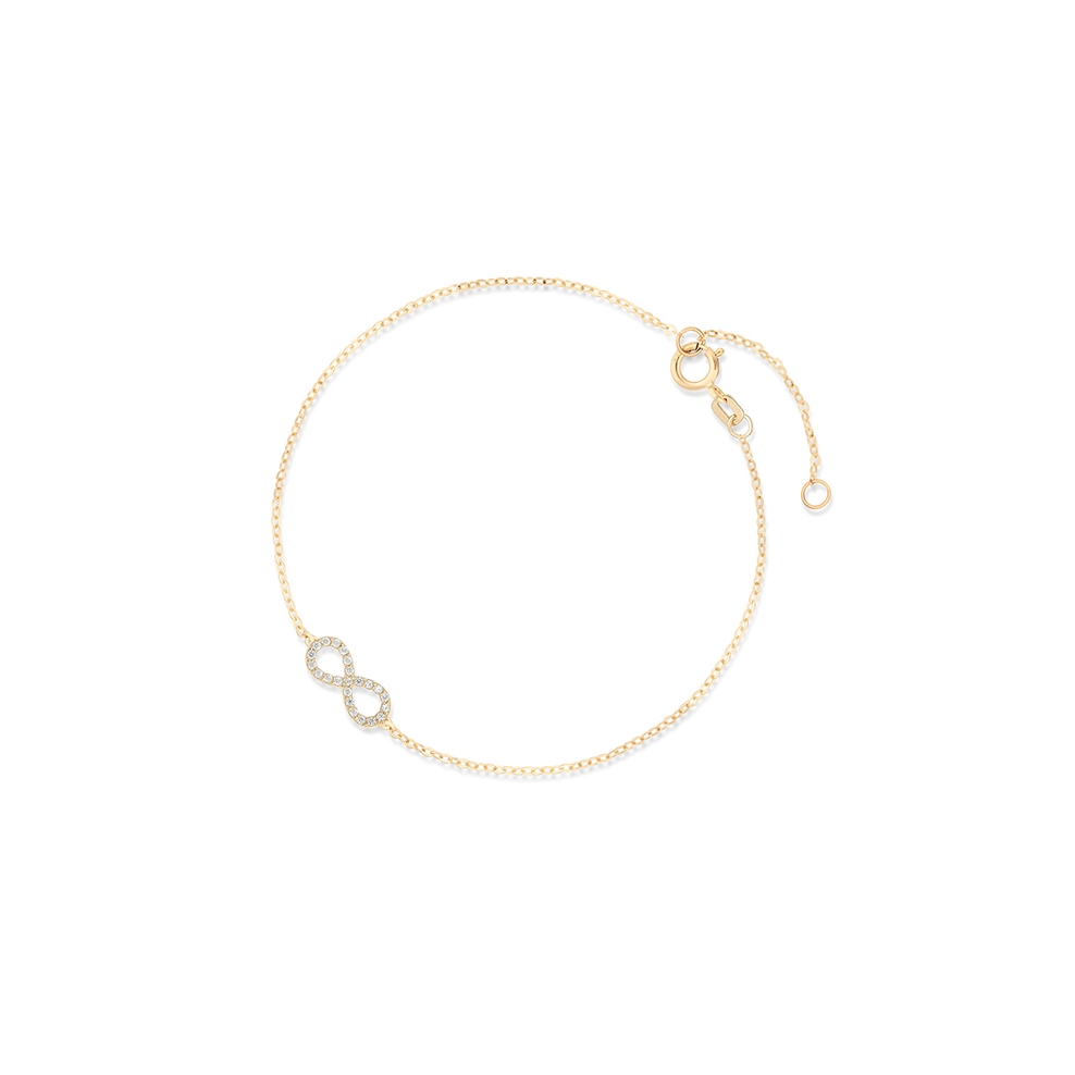 Bransoletka złota celebrytka nieskończoność z cyrkoniami