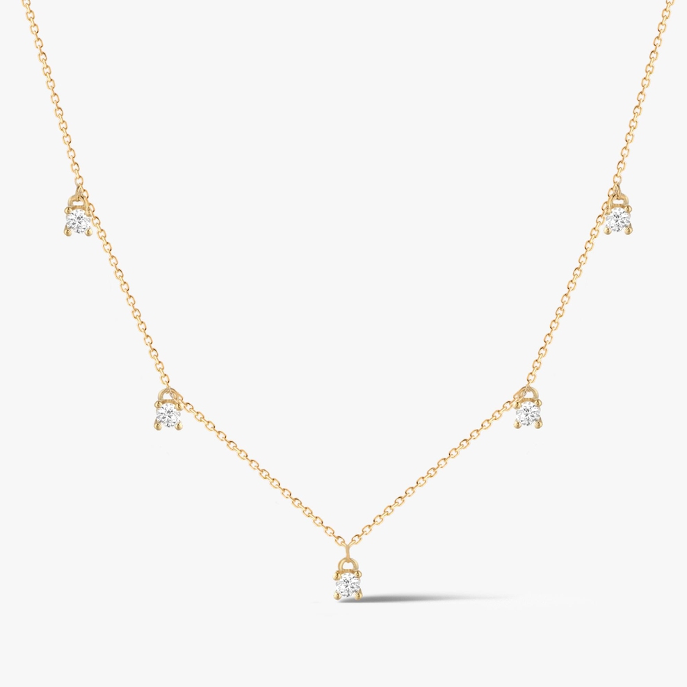 Naszyjnik  złoty z wiszącymi cyrkoniami