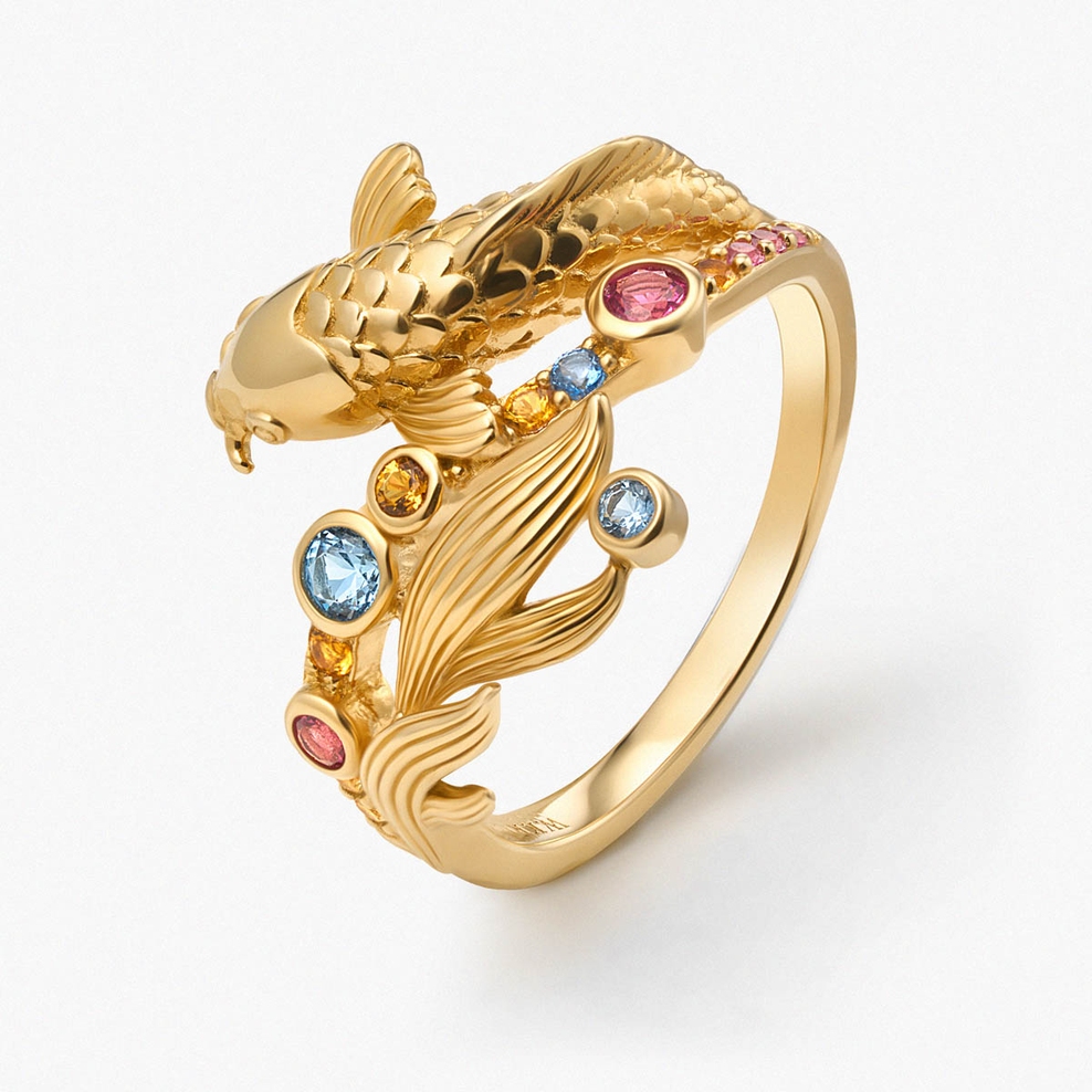 Pierścionek srebrny KOI