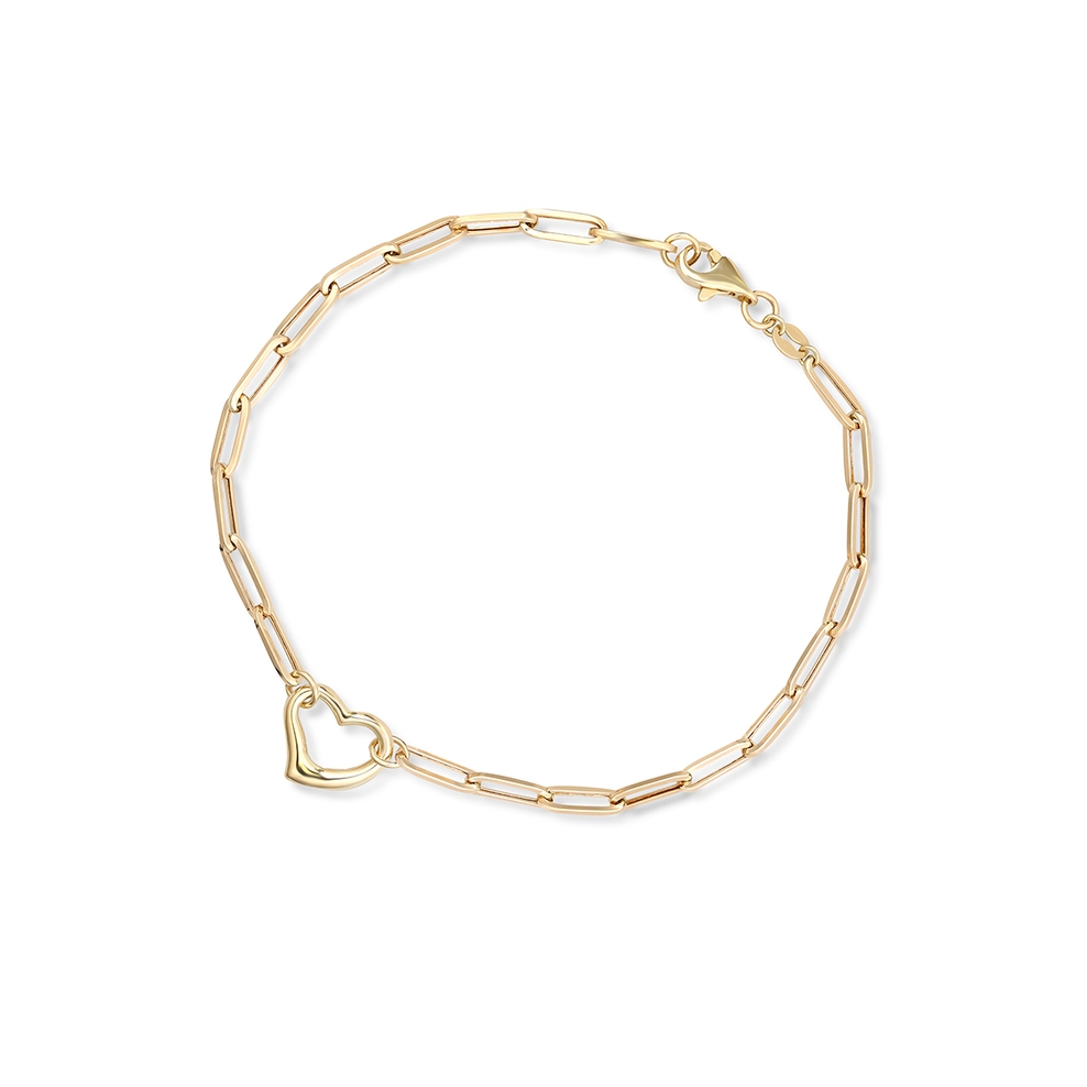 Bransoleta złota paper clip serce