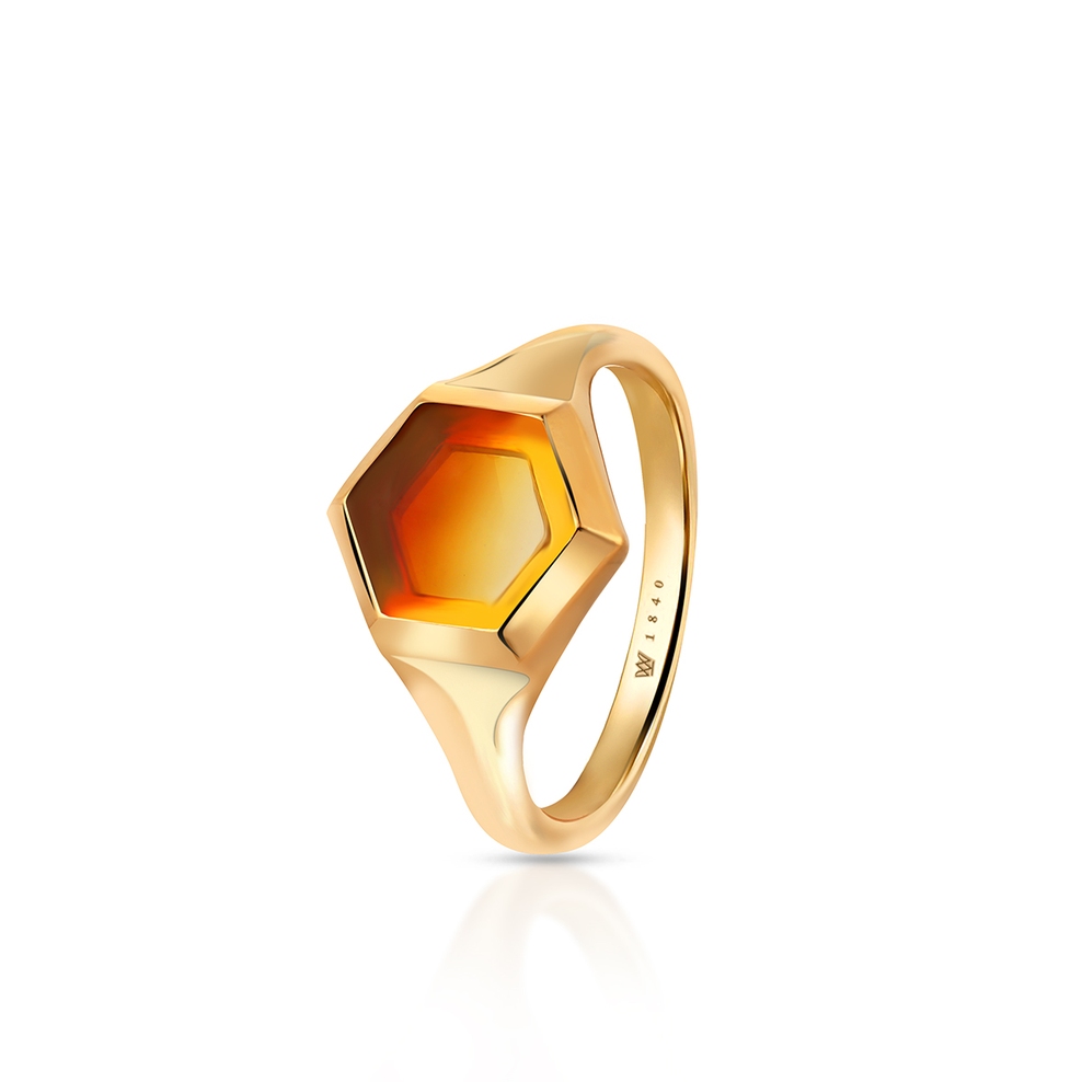 Pierścionek srebrny z bursztynem Miodowa