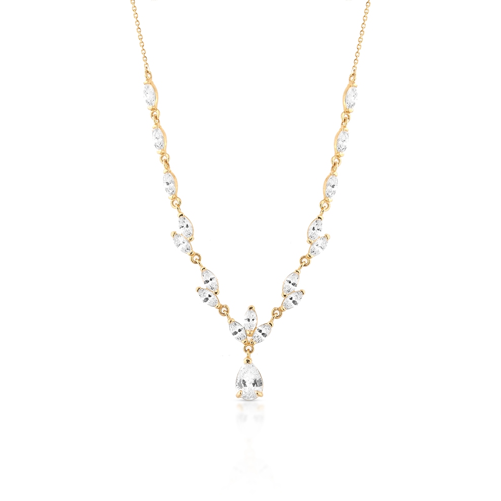 Naszyjnik złoty z cyrkoniami Ceremonials