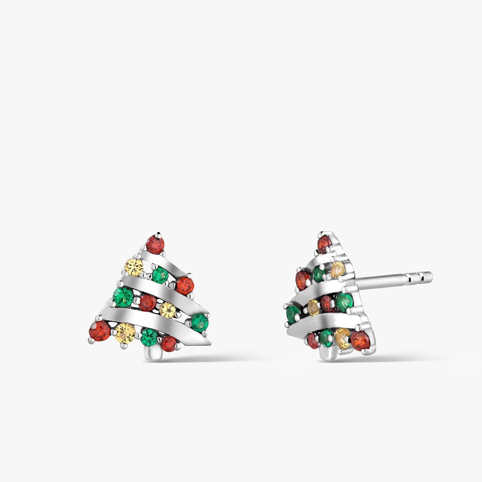 Kolczyki srebrne choinki