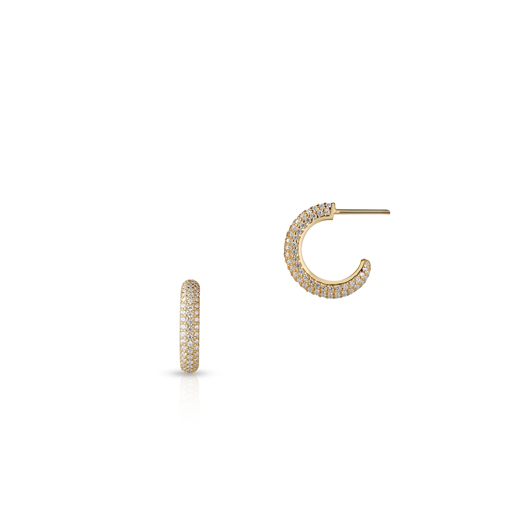 Kolczyki srebrne półkola z cyrkoniami