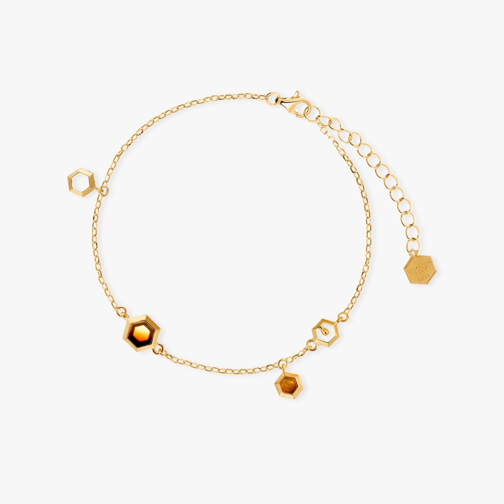 Bransoleta srebrna z bursztynem Miodowa