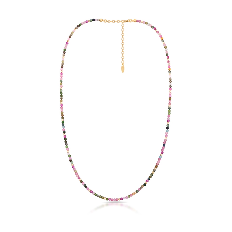 Naszyjnik srebrny pozłacany z turmalinami